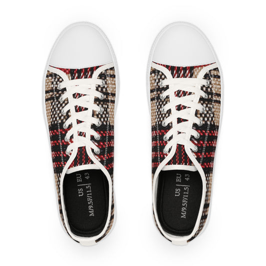 Crimson Cascade Checkered Weave Low Top Sneakers - Men's