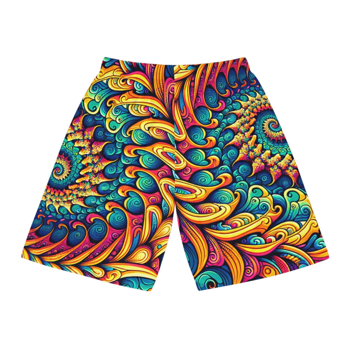 Psychedelic Peacock Swirls Everywhere Shorts