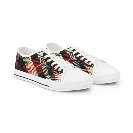 Crimson Houndstooth Cascade Low Top Sneakers - Men's