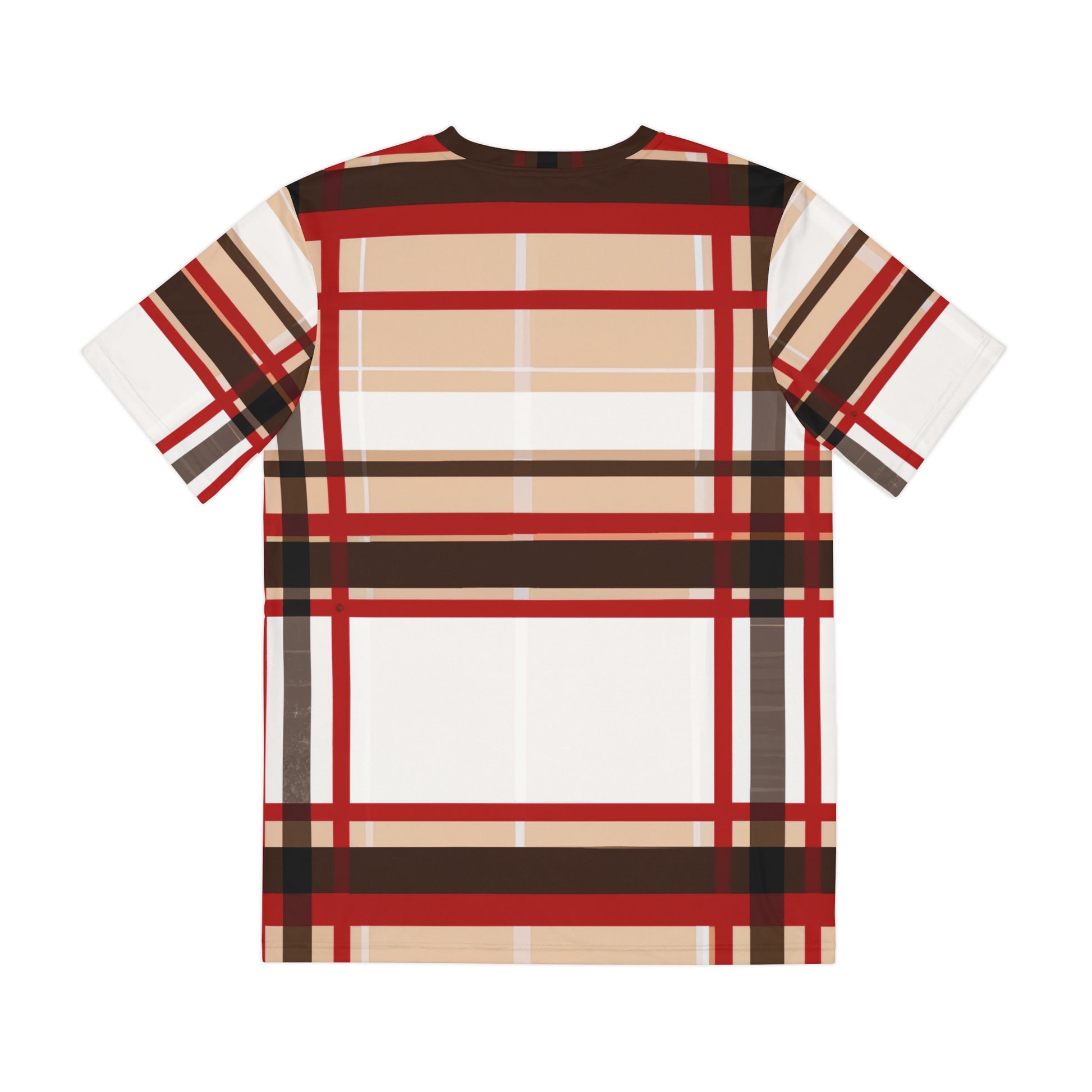 MacGregor Scottish Tartan Design Pullover All-Over Print Short-Sleeved Shirt red black beige and white Scottish plaid pattern