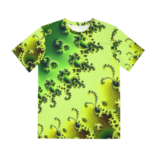 Emerald Nebula Fractal Harmony Crewneck Pullover All-Over Print Short-Sleeved Shirt