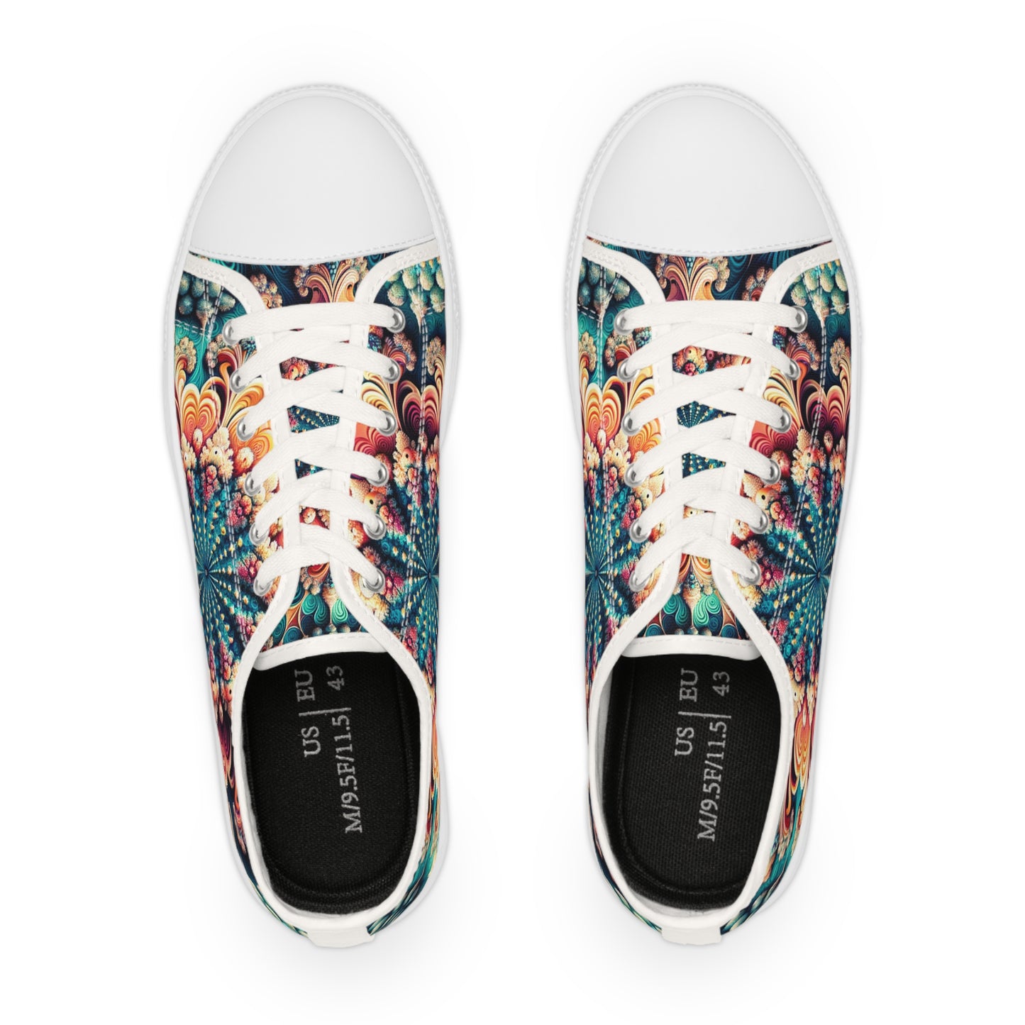 Coral Mandala Whirl Pattern Low Top Sneakers - Men's