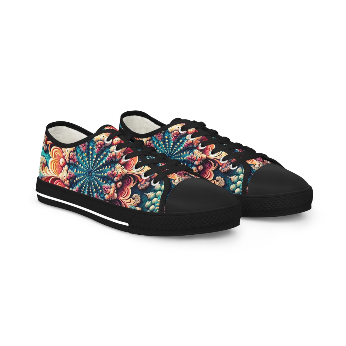 Coral Mandala Whirl Pattern Low Top Sneakers - Men's
