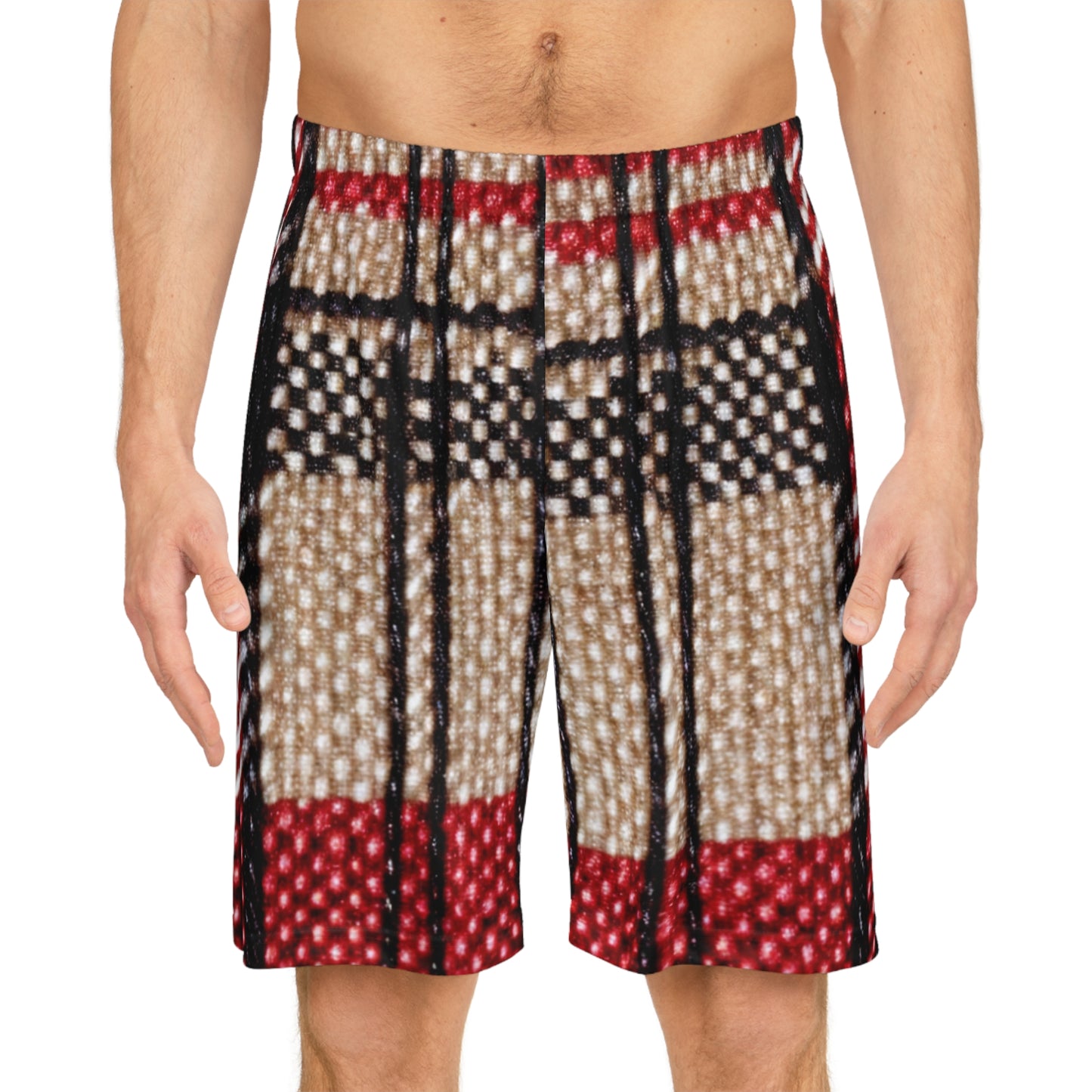 Crimson Cascade Checkered Weave Everywhere Shorts