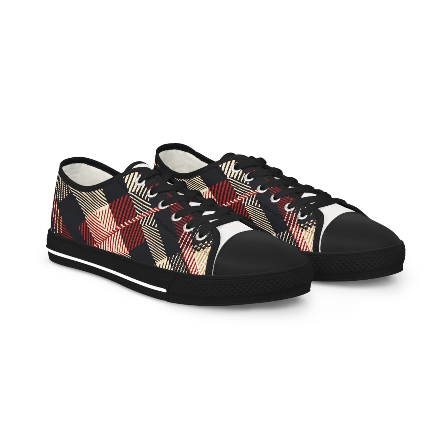 Crimson Houndstooth Cascade Low Top Sneakers - Men's