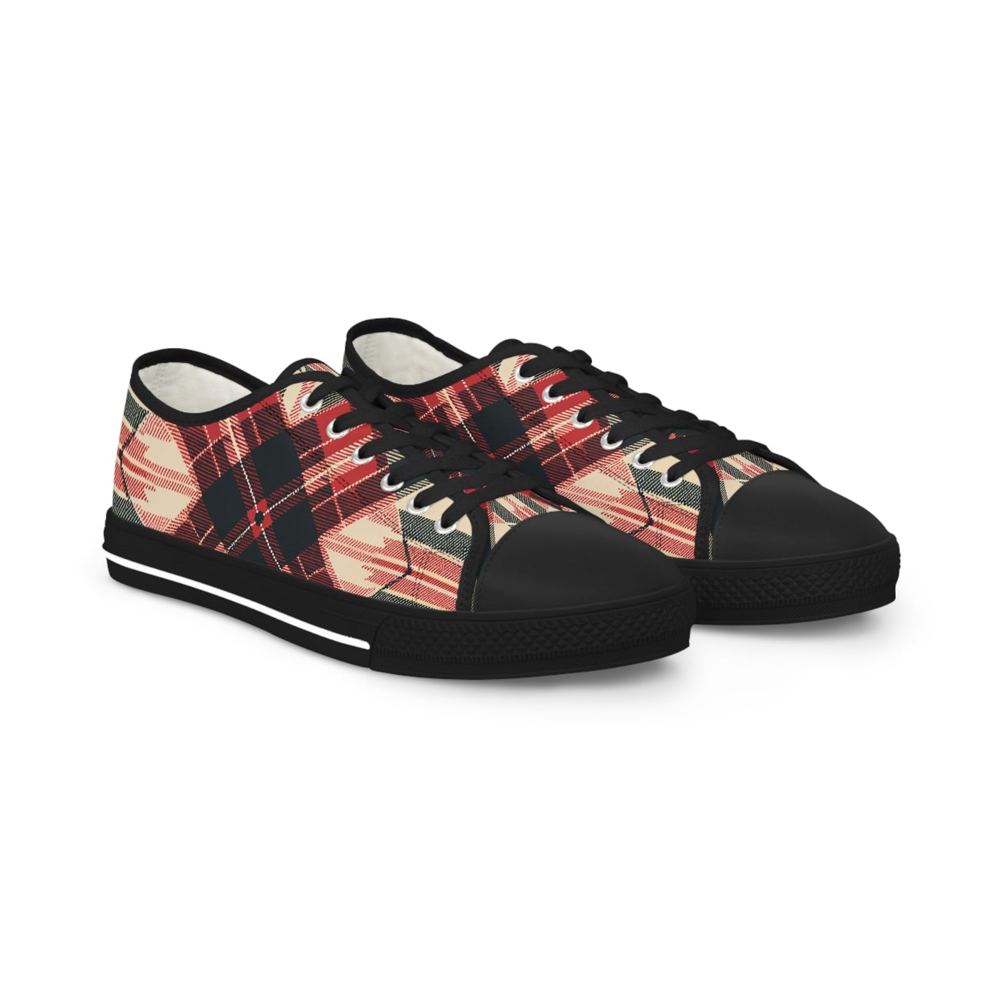 Autumn Elegance Crosshatch Tartan Plaid Low Top Sneakers - Men's