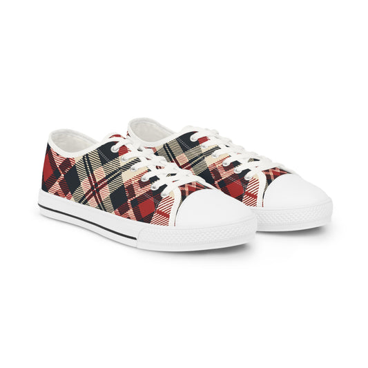 Crimson Crosshatch Elegance Low Top Sneakers - Men's