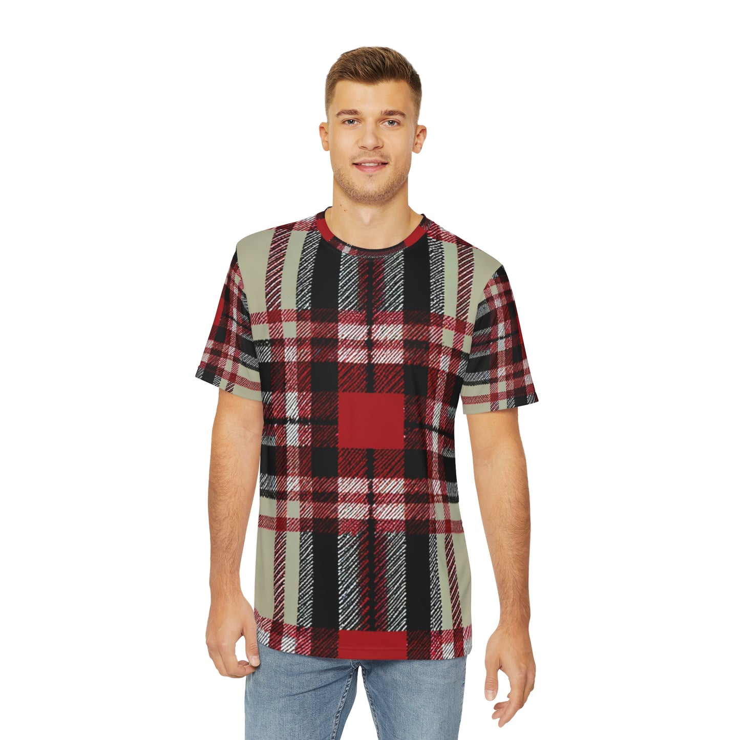 Autumn Elegance Tartan Plaid Crewneck Pullover All-Over Print Short-Sleeved Shirt