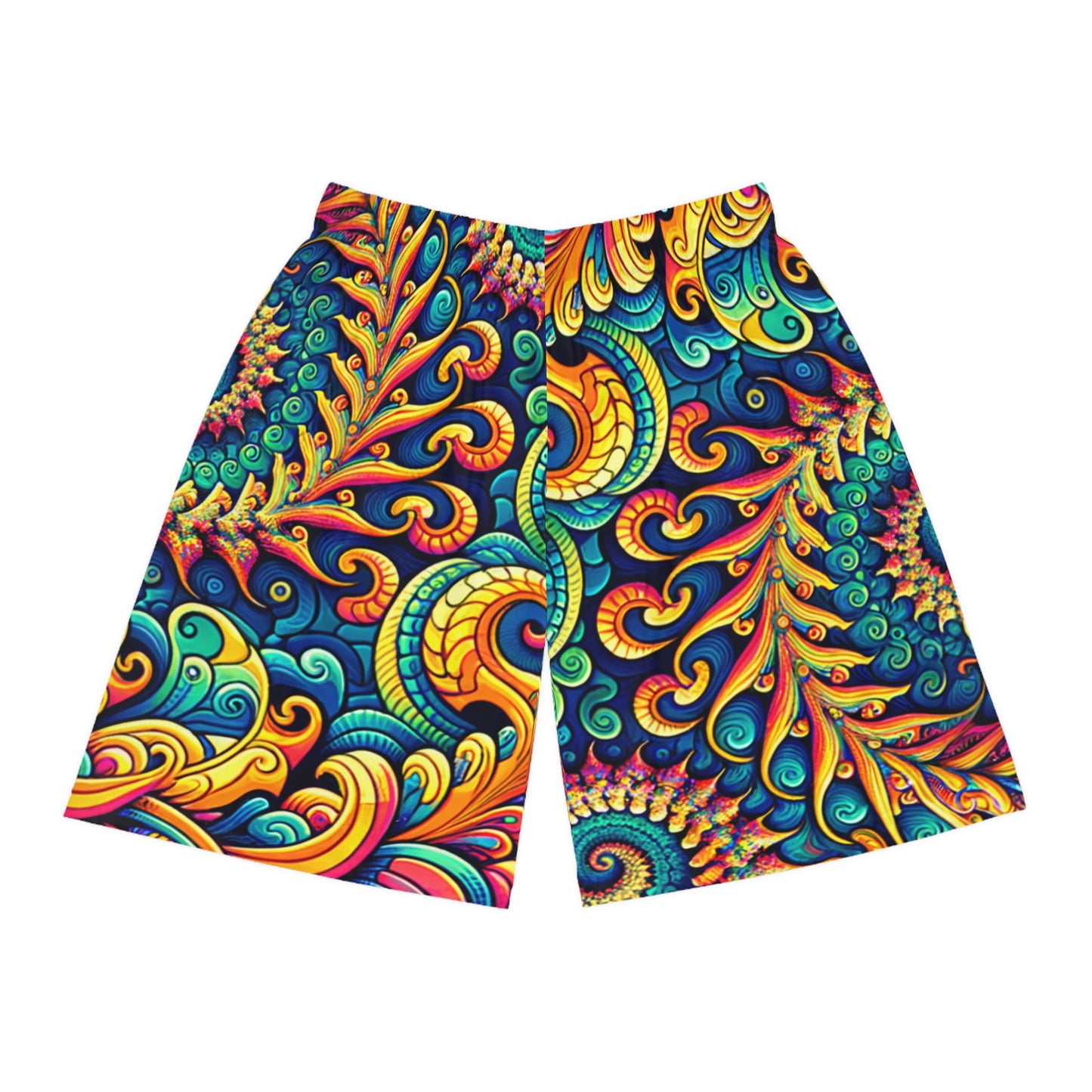 Psychedelic Peacock Swirls Everywhere Shorts