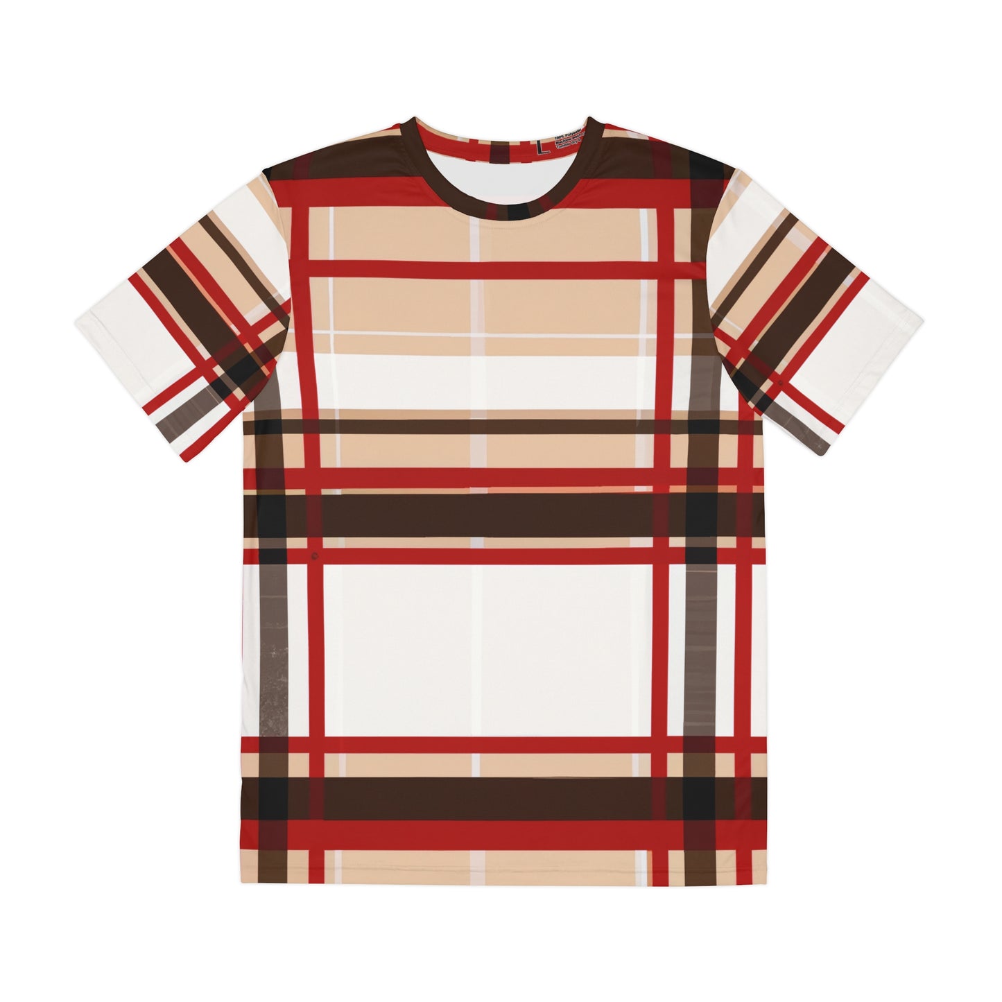 MacGregor Scottish Tartan Design Pullover All-Over Print Short-Sleeved Shirt red black beige and white Scottish plaid pattern